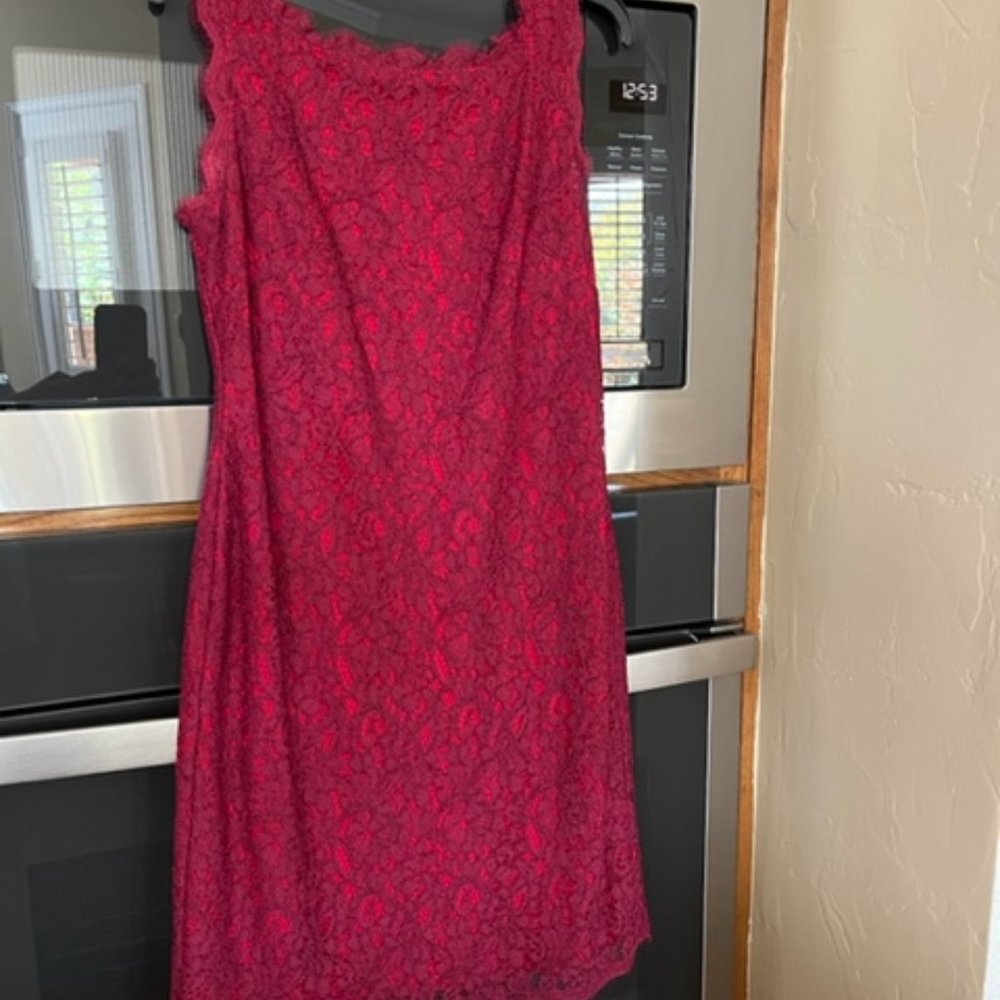 Adrianna Pappelle Red Lace Dress Size 2P